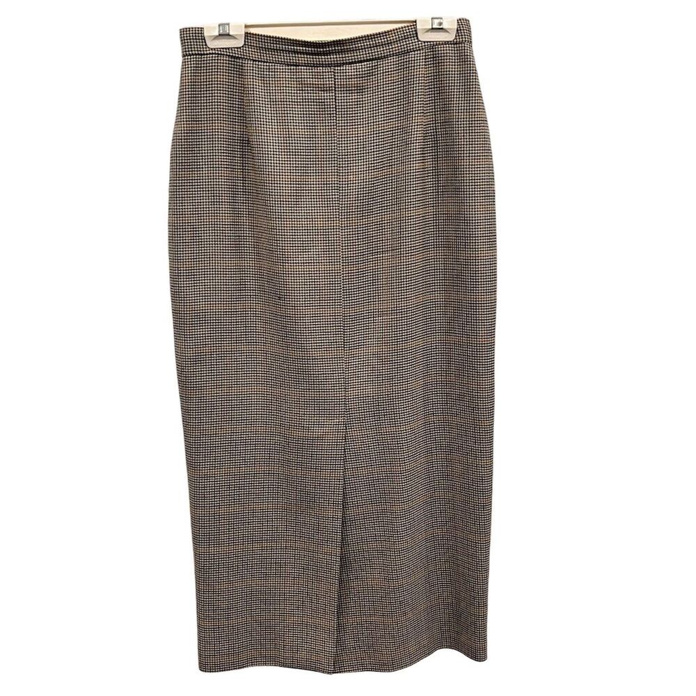 Freedberg Women's Houndstooth Wool Blend Midi Skirt Brown Size 10 Fully Lined‎